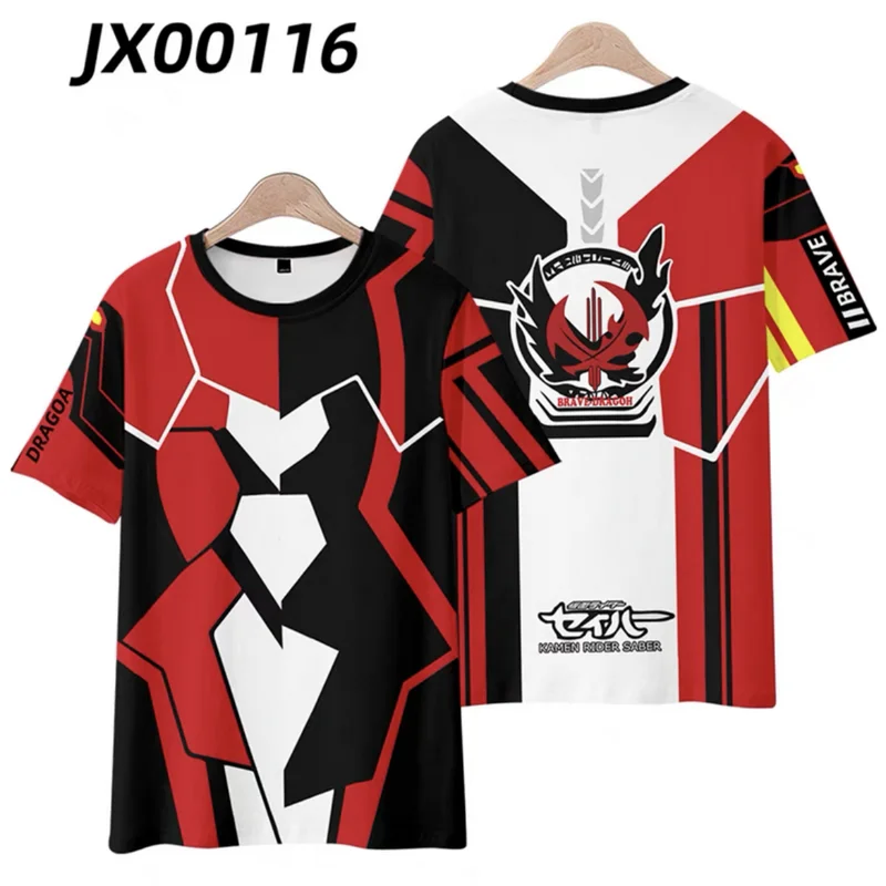 Kamen Rider Saber 3D Printing T-shirt Summer Fashion Round Neck Short Sleeve Popular Japanese Anime Streetwear Plus Size