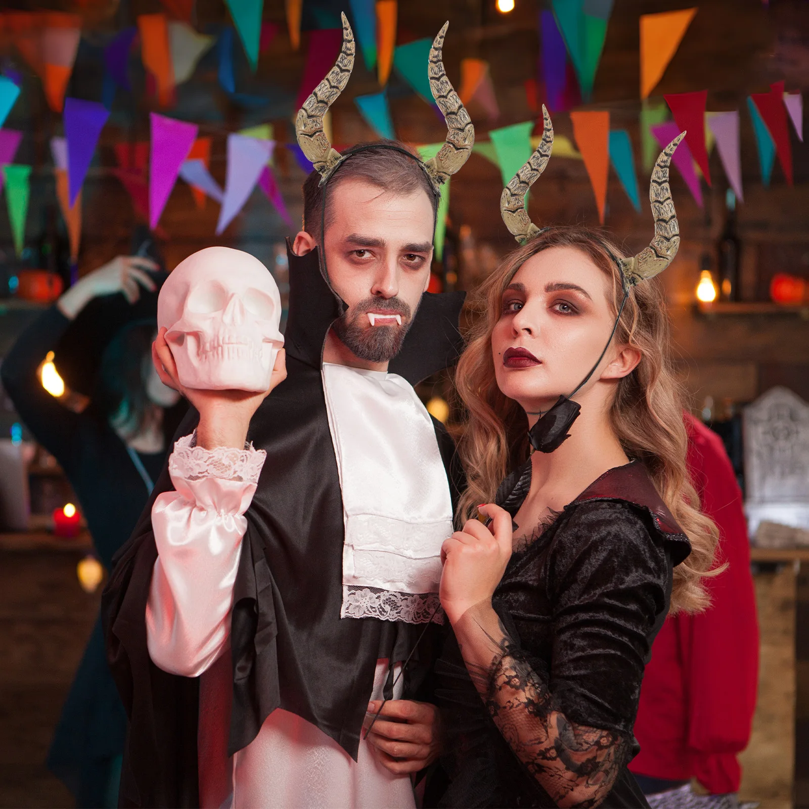 Diadema de cuerno de animal, diadema de cuerno para fiesta de baile, decoración de Halloween, Cosplay al aire libre, decoraciones de disfraz de vampiro para niños