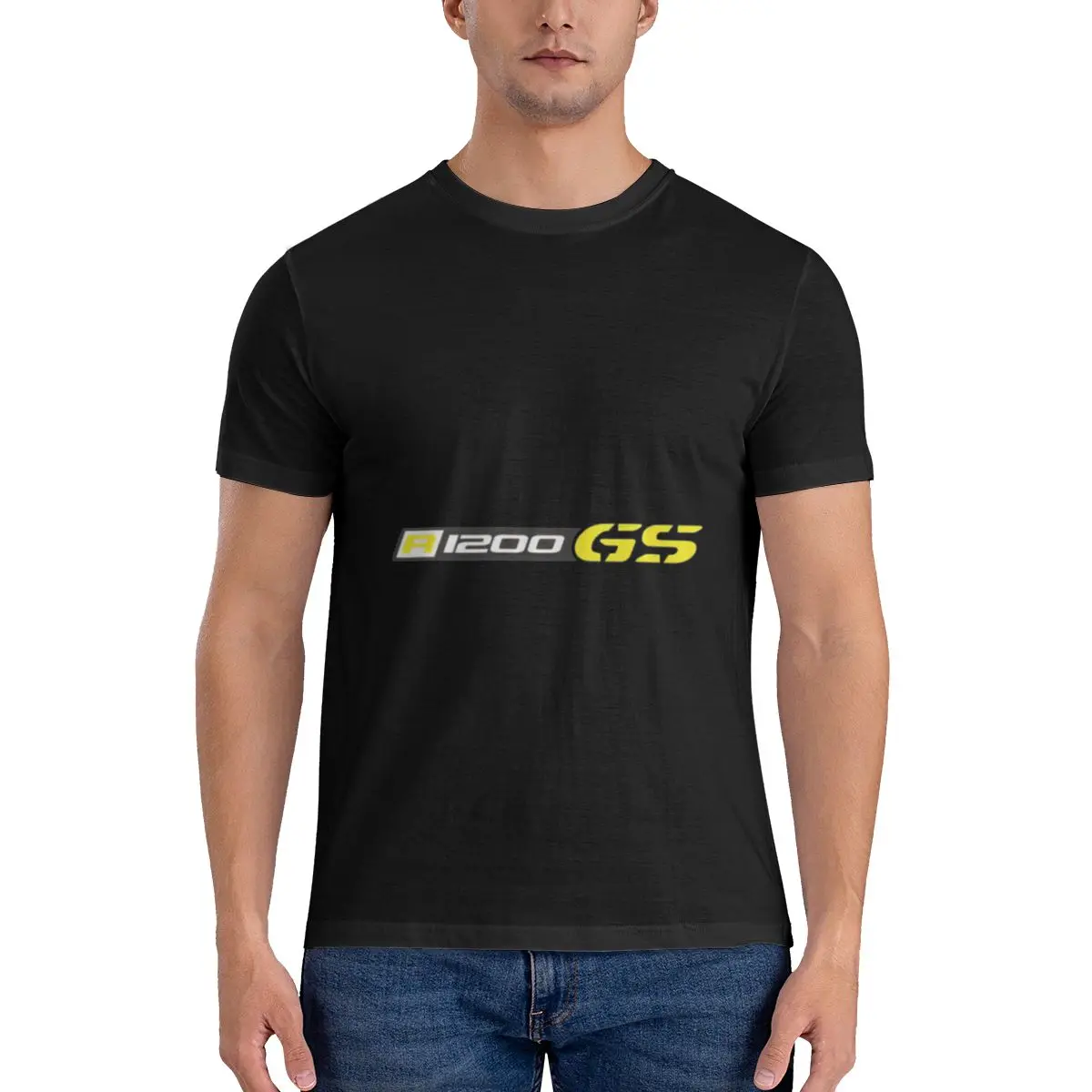 

Yellow R1200 GS Motorcycle Men's Basic Short Sleeve T-Shirt Funny Print T Shirt