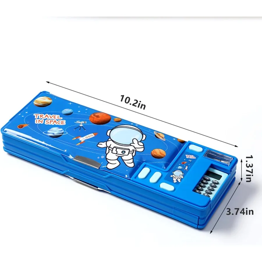 Multifunction Pencil Case with Calculator Pencil Sharpener and Curriculum Storage Features Multiple Cute Patterns for Elementar