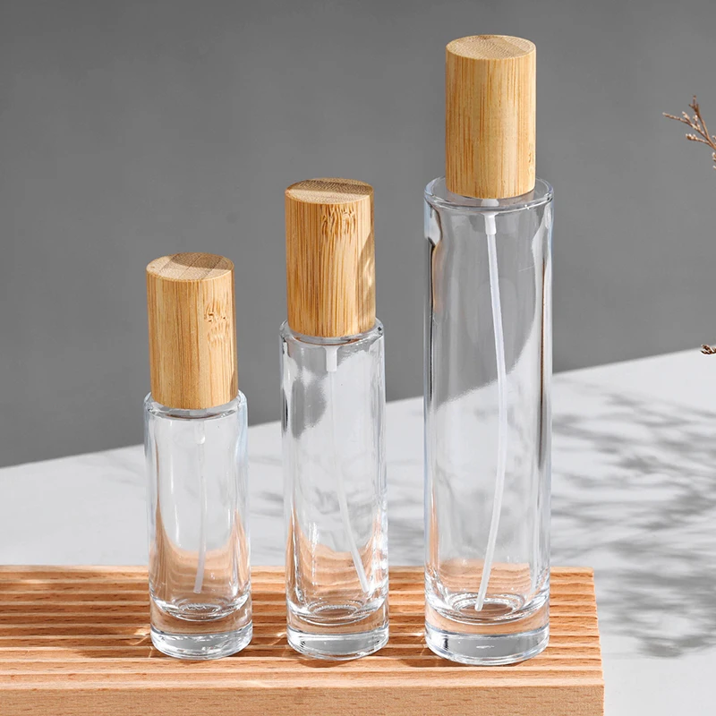 30/50/100 مللي غطاء من الخيزران رذاذ فارغ إعادة الملء زجاجة الحاويات ماكياج المياه البخاخة زجاجة حاوية فارغة زجاجة السفر