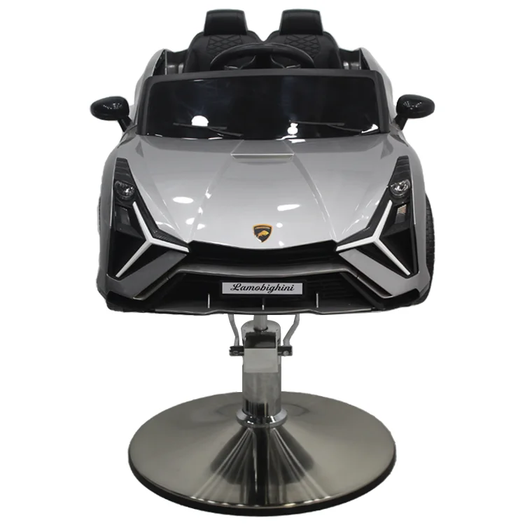 

Custom Grey Toy Car-Shaped Children's Barber Chair Durable Metal Hair Cutting Salon Chair for Kids for Beauty Salons