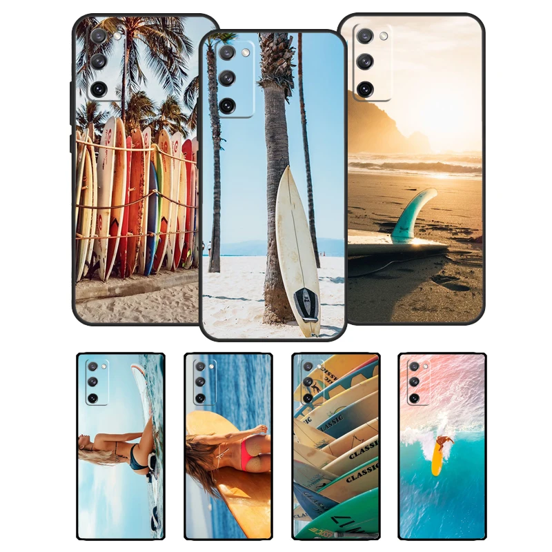 Summer beach surfboard surfing Case For Samsung Galaxy S21 S22 Ultra S8 S9 S10 Plus Note 10 Note 20 Ultra S20 FE Cover