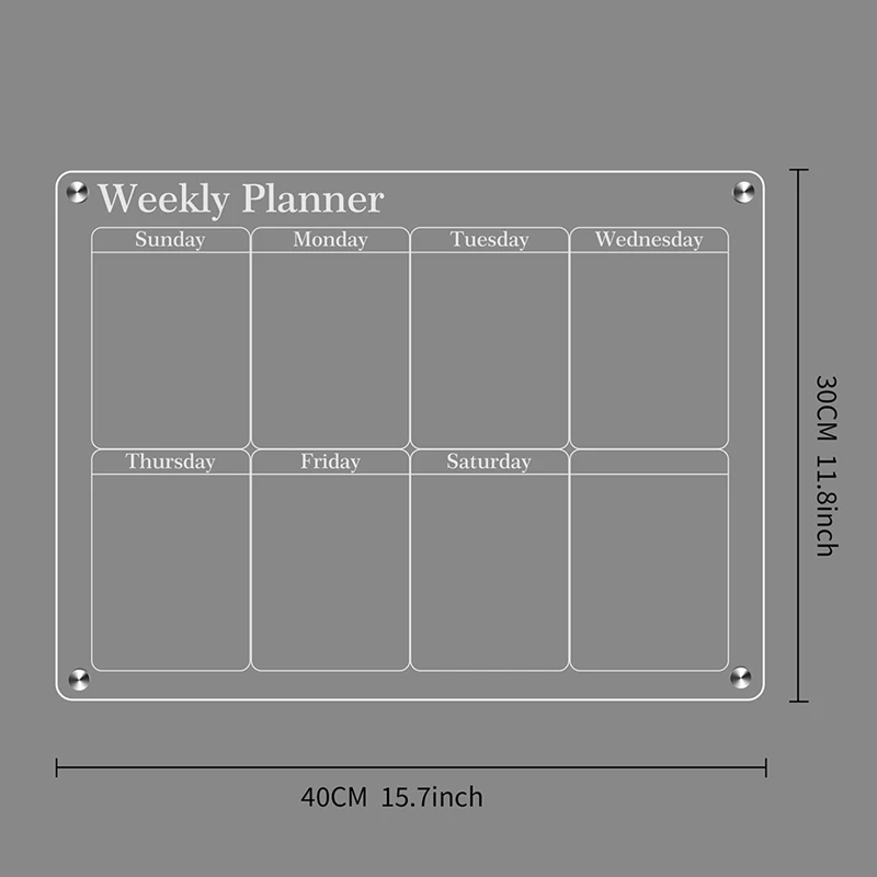 2PCS Clear 16X12in Acrylic Magnetic For Fridge,Clear Board Dry Erase Fridge For Reusable Planner With Dry Erase Markers