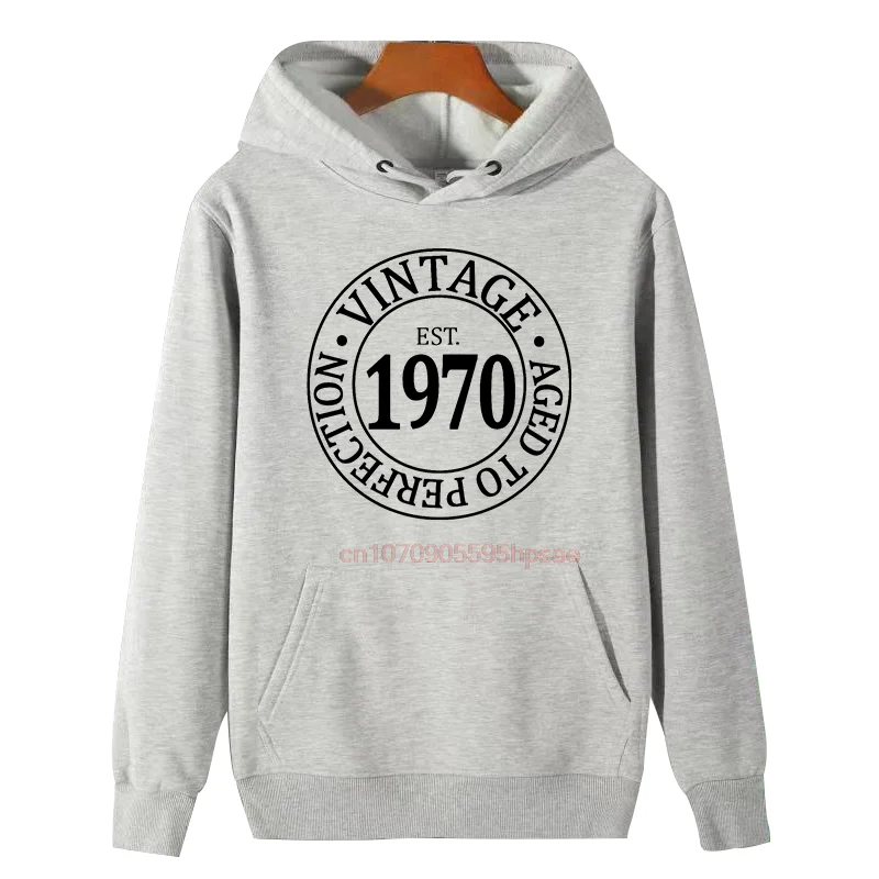 The Year You Were Born 1970 Fashion Graphic Hooded Sweatshirts Essentials Winter Thick Sweater Hoodie Men's Winter Clothes