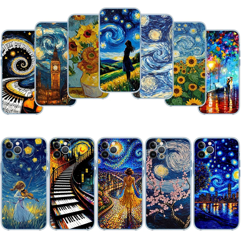 Funda transparente para teléfono IO38 Starry Night Van Gogh para LG K22 K30 K40 K40S K41 K42 K50 K50S K51 K51S K52 K61 K62 K71 K92 Q61