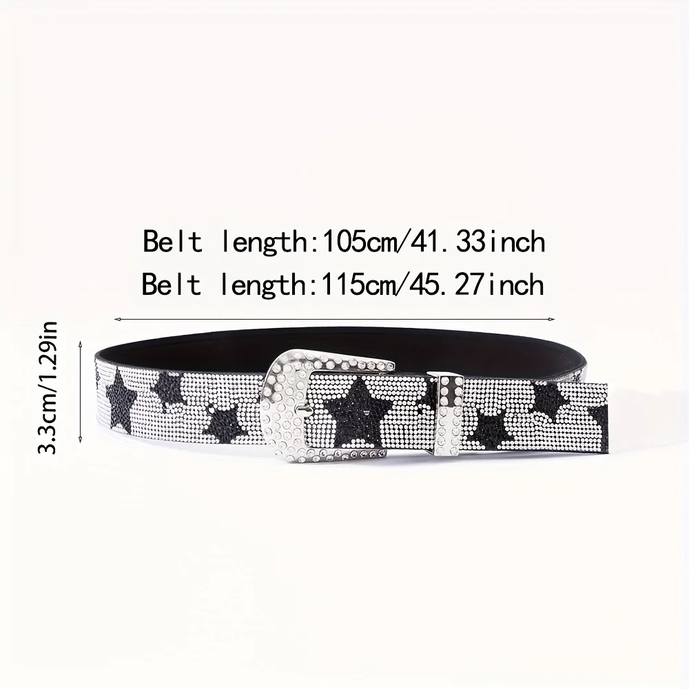 Modischer Diamant-Intarsien-Stern-Gürtel für Damen, luxuriöser kreativer Gürtel, Hip-Hop-Punk-Rock-Stil, Y2k-Gürtel, geeignet für Männer und Frauen – Detail 1