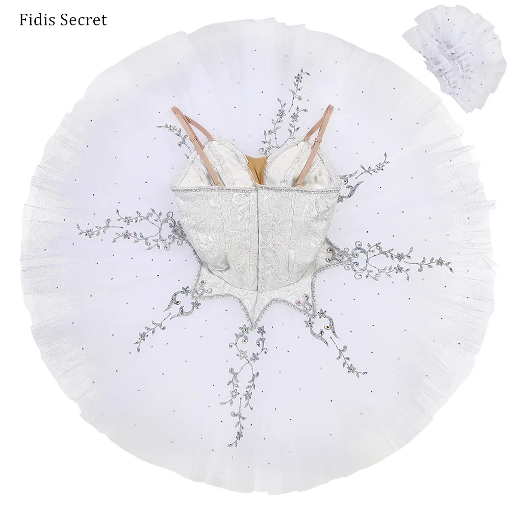 Crianças branco clássico panqueca ballet tutus vestido, meninas bailarina bela adormecida dança desempenho/conpetição trajes de palco