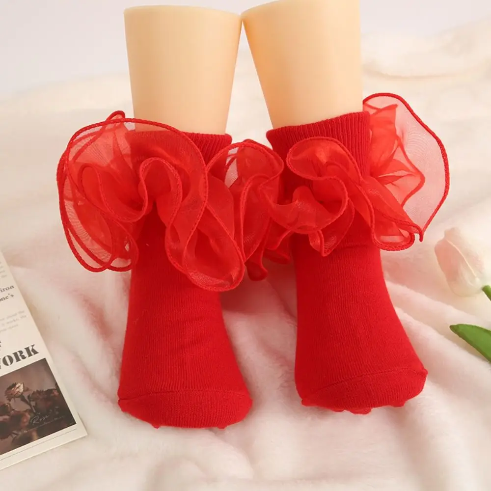 Fashion Cotton Children's Dance Socks Soft Frilly Princess Socks Cute Ruffle Ballet Floral Socks Infant