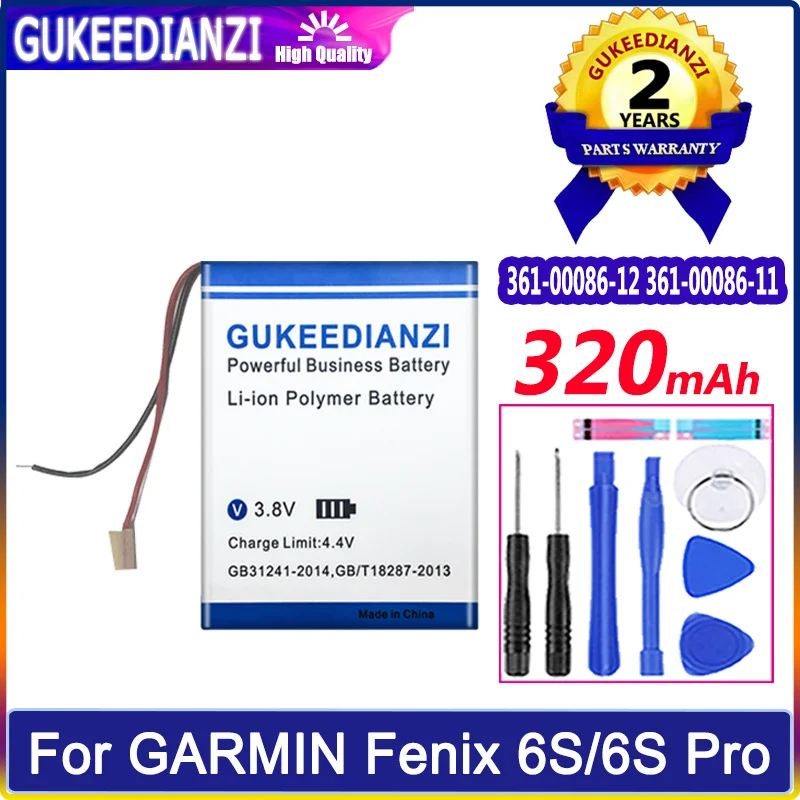 GUKEEDIANZI Battery 320mAh For GARMIN Fenix 6S Pro Sapphire Smart Sport Batteries