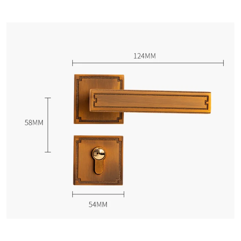 【ขายดี】ล็อคประตูสไตล์จีนใหม่,มือจับประตูไม้,แยกภายในเงียบ,ครัวเรือน,ห้องนอน,ล็อคมือจับย้อนยุค