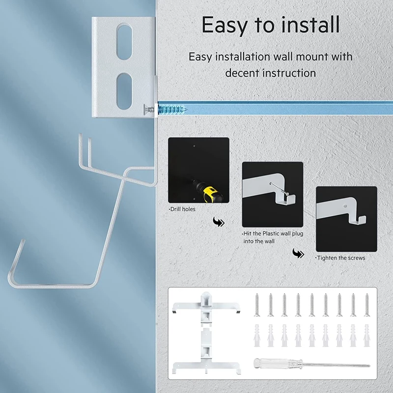 Hanging Rack VR Headset Mount Bracket With Controller Holder & Headphone Hanger For PS VR2 Headset