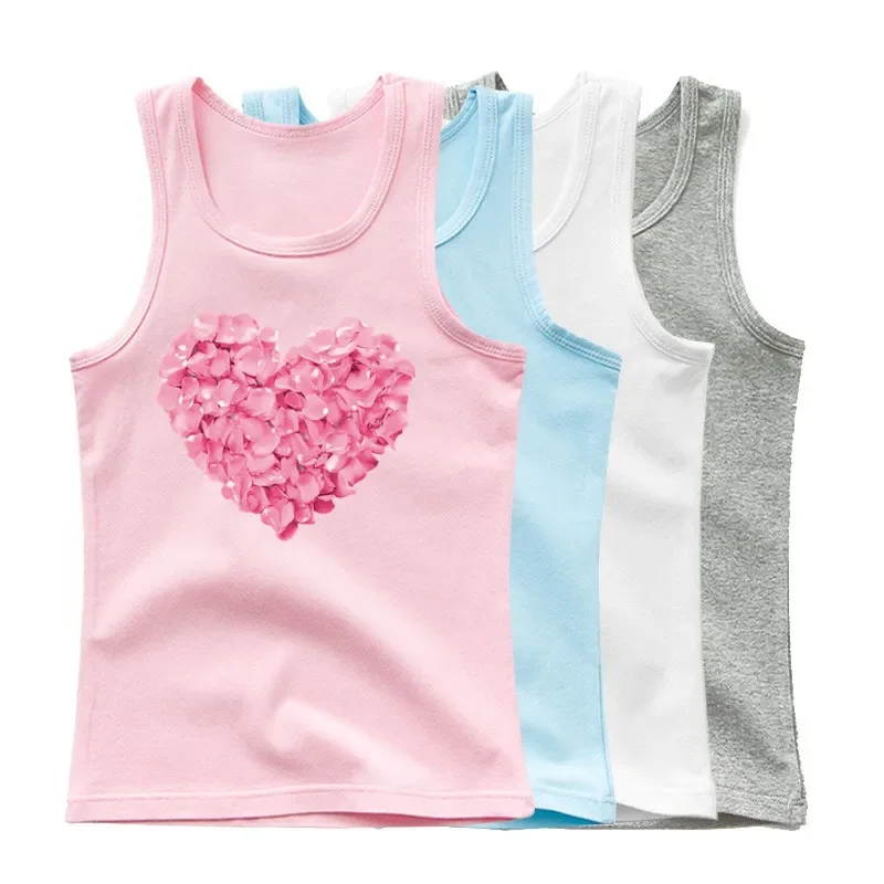 

Повседневный женский жилет с рисунком в виде сердца и цветов, летний детский топ с рисунком Love, модная футболка без рукавов