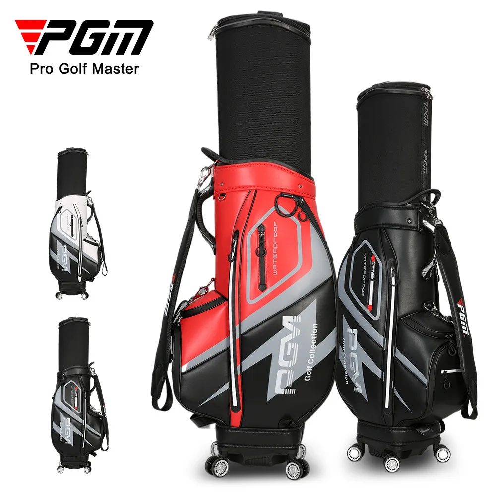 PGM golf bag men's aviation checked ball bag four-wheel flat push telescopic bag waterproof