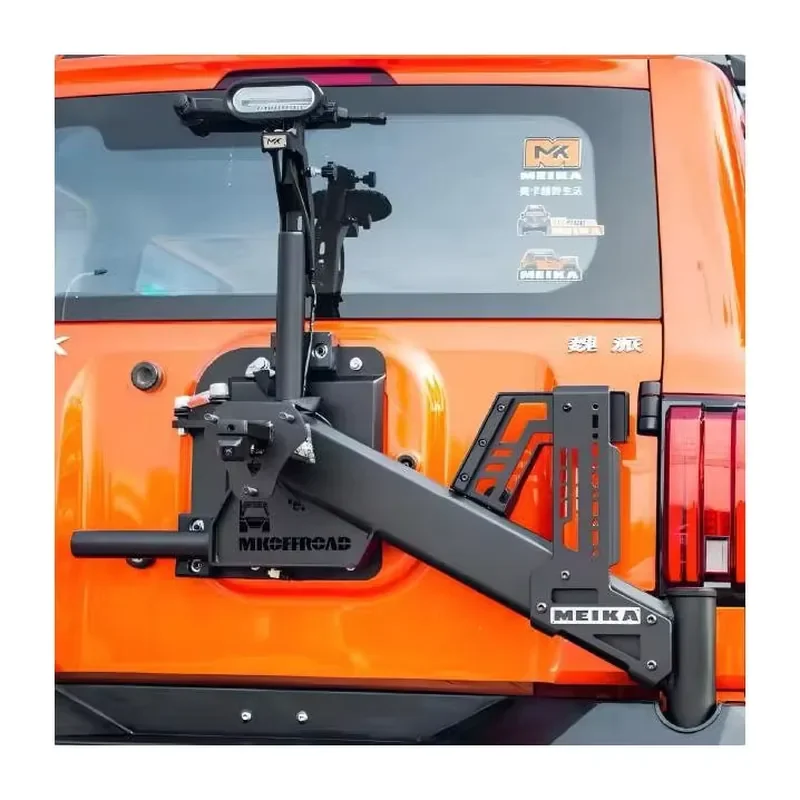 OffRoad Sports Black Manganese Steel Rear MK Spare Tire Mount Bracket Holder Carrier with Car Tent