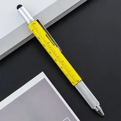 1pcs Multi-function Tool Pen Six-in-one Scale Gradienter Screwdriver Ballpoint Pen School Stationery Supplies Office Supplies