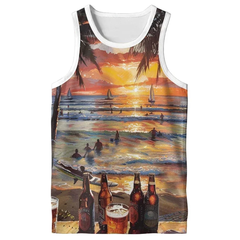 

German Beer Festival Graphic Tank Top For Men Clothes Oktoberfest Party Food Waistcoat Bavarian Vest Boy Sleeveless T Shirt Tops