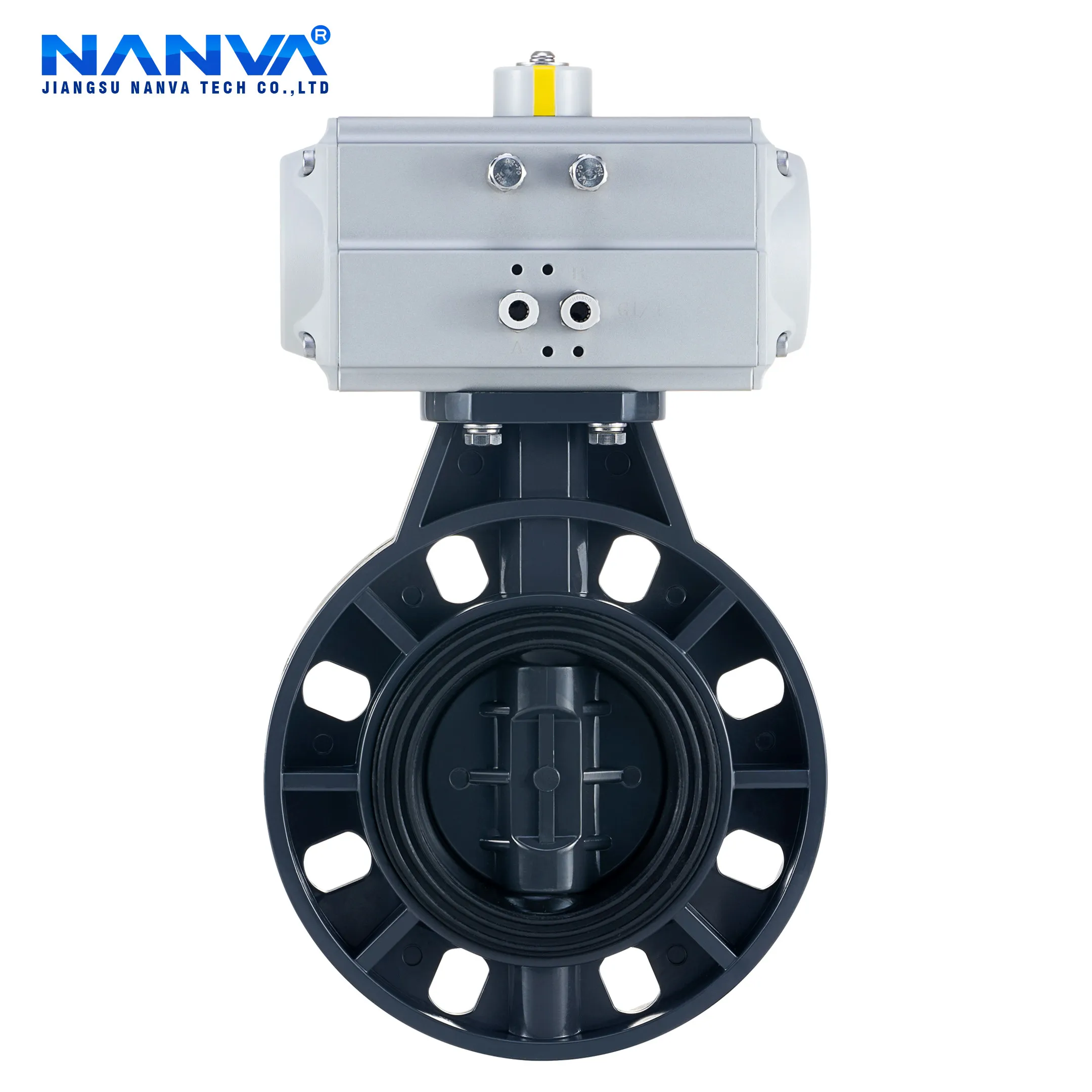 D671X-10UPV Pneumatic Plastic Butterfly Valve UPVC Pneumatic UPVC Butterfly Valve Clamp