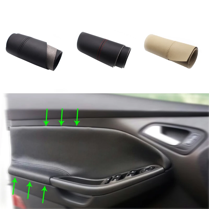 

For Ford Focus 2014 2015 2016 2017 2018 2pcs/set Car Door Handle Panel Armrest Microfiber Leather Cover