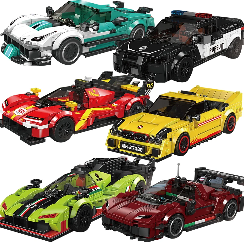 سرعة سباق السيارات التقنية اللبنات الطوب مجموعات سيارة رياضية MOC المرآب مدينة مركبة ألعاب إبداعية #1