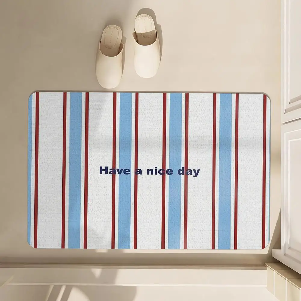 

Retro Striped Bathroom Floor Mat Bathroom Soft Diatomaceous Mud FloorMat Bathroom Absorbent Mat,Bedroom Mat