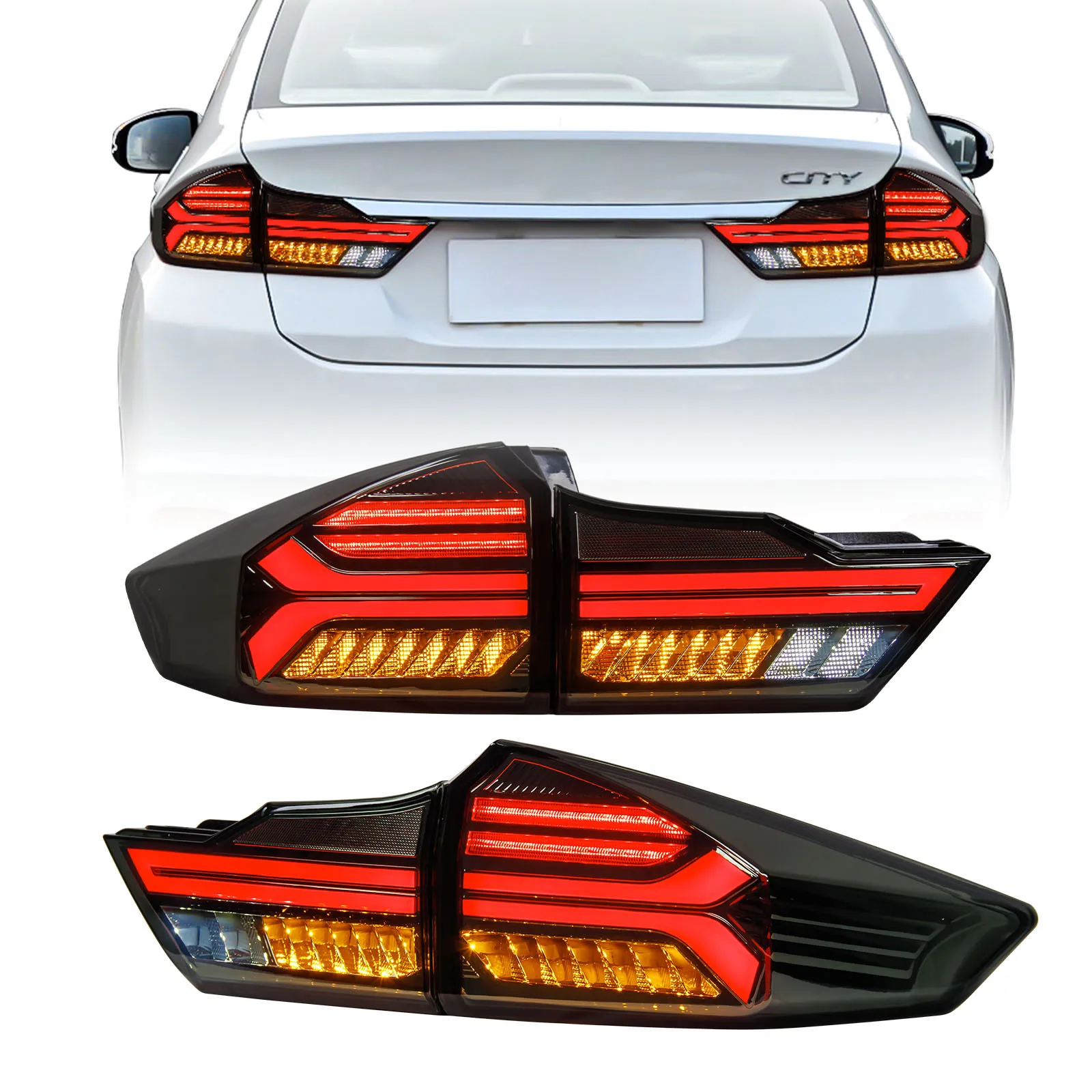 

LED Tail Light for Honda City 2014 - 2020 Rear DRL Dynamic Turn Signal Brake Reverse Lamp Taillight Assembly