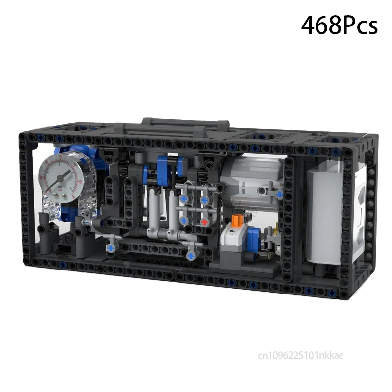 Aangepaste pneumatische serie luchtcompressor bouwstenen model DIY monteren pneumatische buizen lucht tank bakstenen kind speelgoed verjaardagscadeau