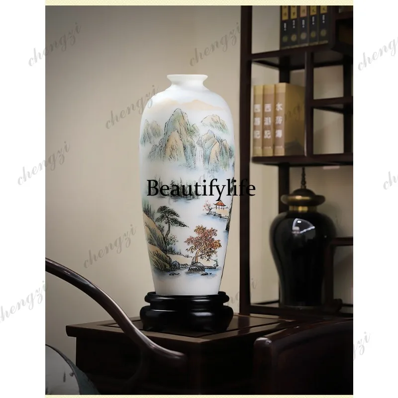 A95 ceramic hand-painted landscape vase ornament housewarming gifts for friends Chinese living room decorations