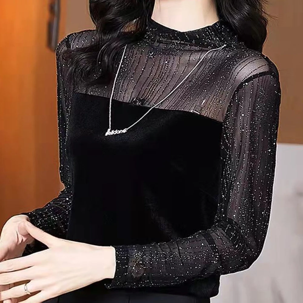 

Женское термобелье, теплые топы для женщин, тонкие футболки с длинными рукавами в блестящую полоску и высоким воротом, кружевное сексуальное женское нижнее белье