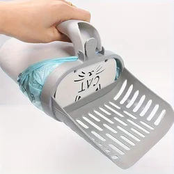 Cat Litter Scoop with Waste Bag Holder, Plastic Cat Litter Box Cleaner, Easy Use for All Cat Breeds, Pet Supplies