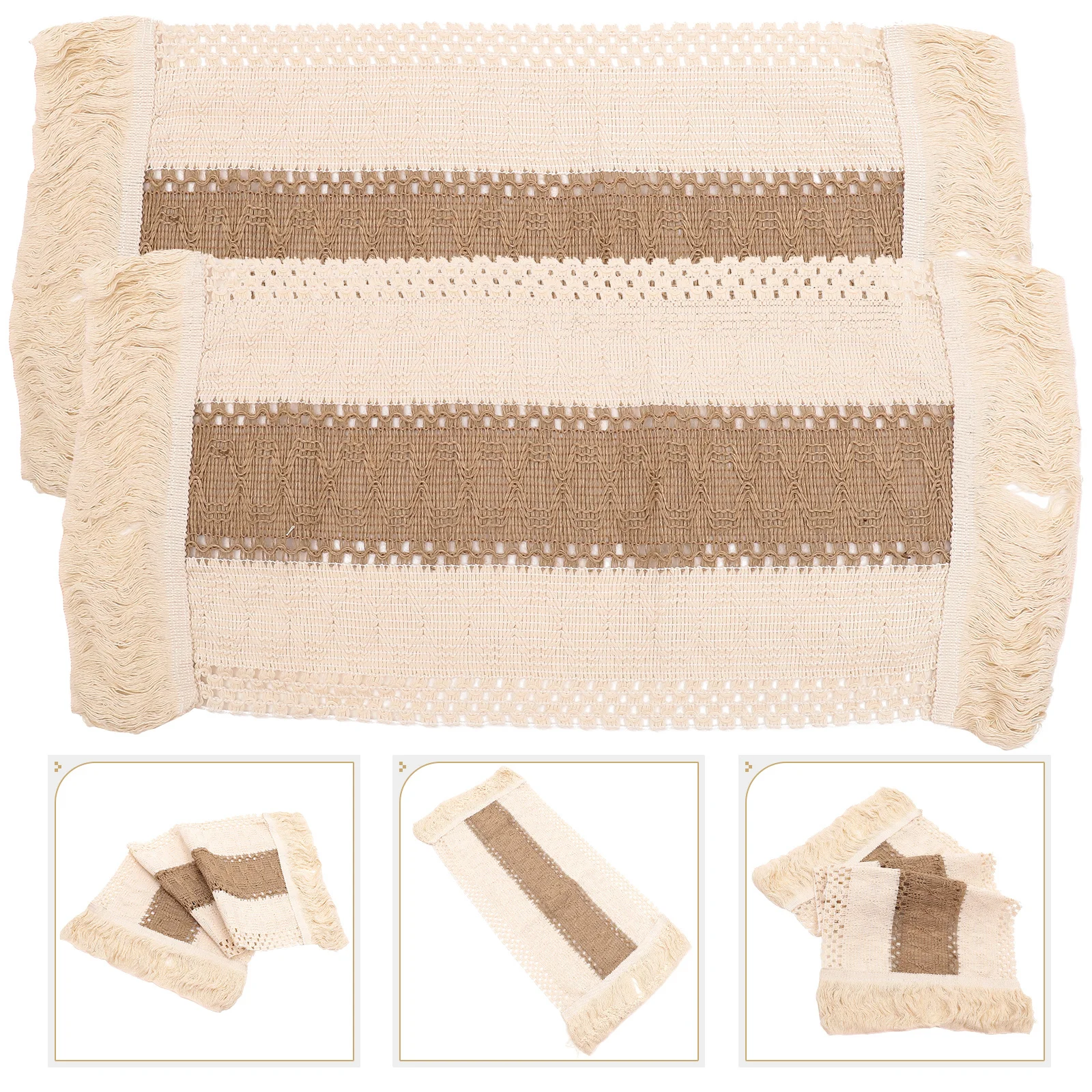 

2Pcs Boho Tableware Pad Elegant Stylish Dining Table Mat Heat-Resistant Woven Design Home Restaurant Tableware Pad