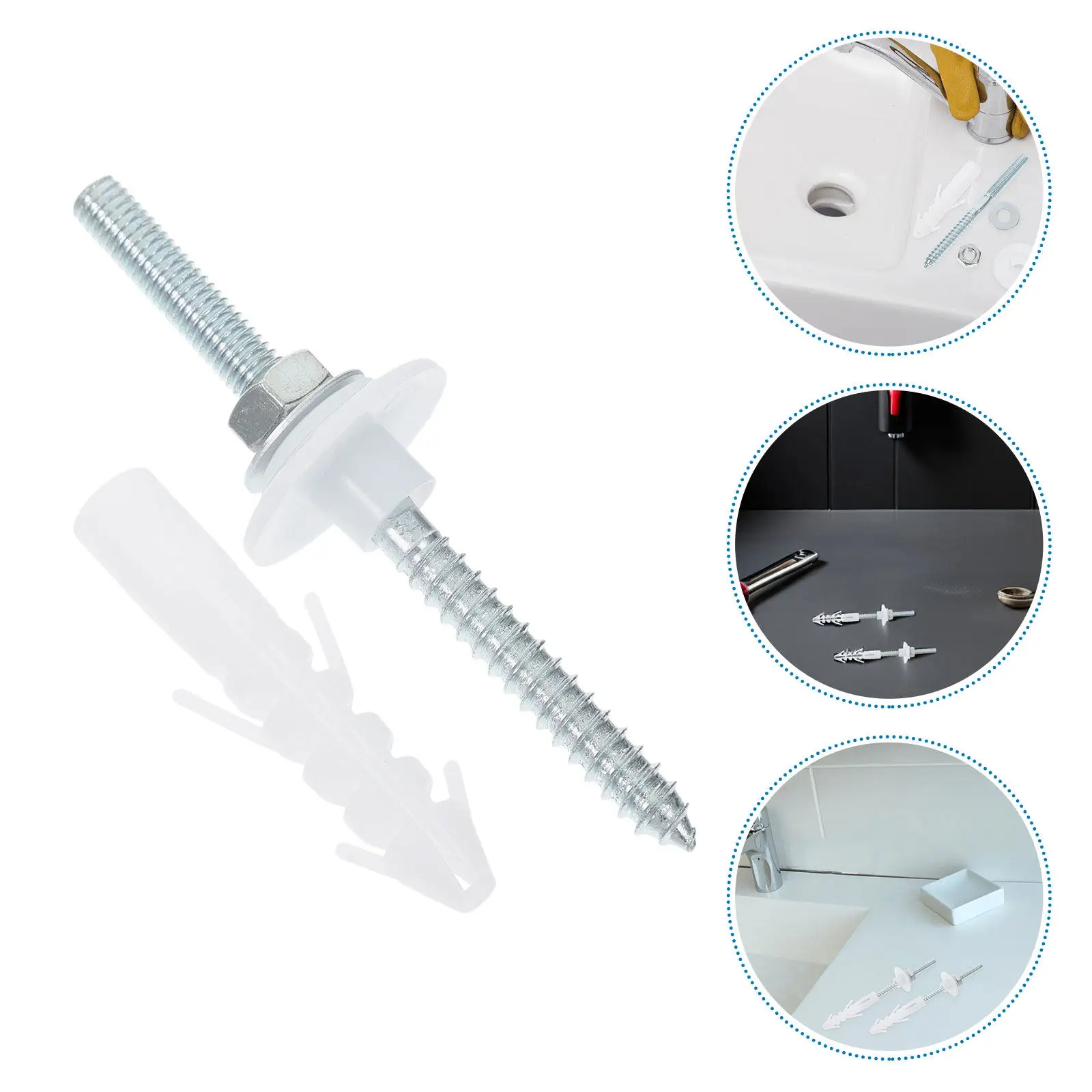 5Sets Stainless Steel Basin Mounting Screws Fastening Kit Wall Sink Installation Bathroom Sink Bolt Screw Set Tapping Screws