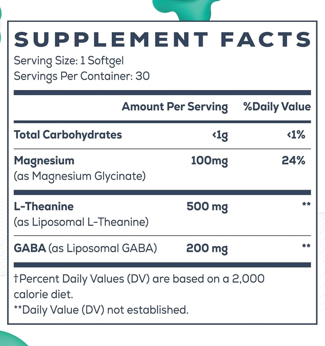 Liposome L-theanine 500mg, Multivitamin Gaba 200mg And Magnesium 100mg, Non Gmo And Gluten Free -60 Capsules