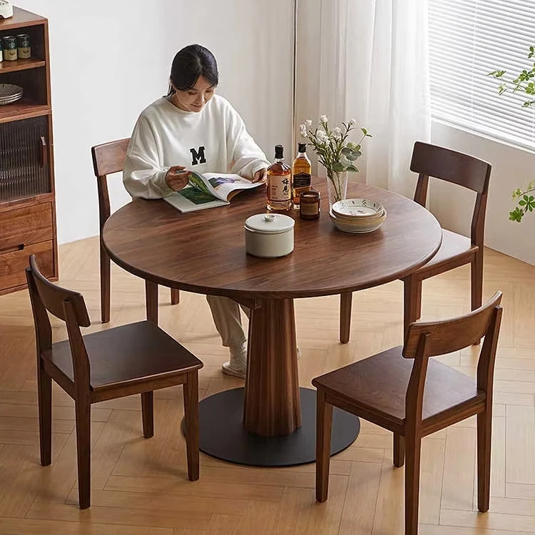 

Hot Sales Nordic Design Dining Table All-Solid North American Walnut Color Wood Retro Japanese Style For Home Hotel Restaurant F