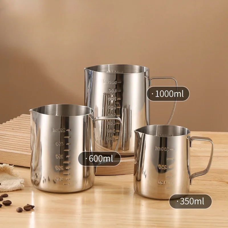 Milk Frother Pitcher Coffee Latte Art Cup 304 Stainless Steel Clear scale Precise Control Home Professional Cafe Accessorios