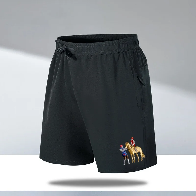 2024 new galloping horse logo men's quick-drying loose shorts sports casual pants thin cross-border ice silk beach pants