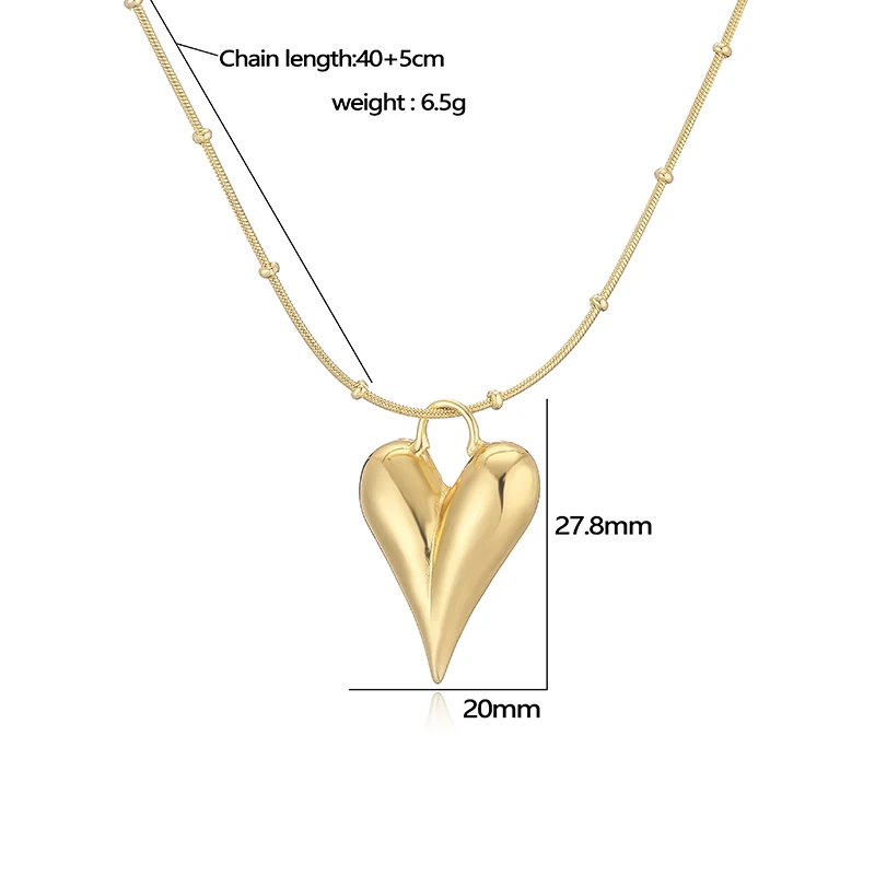 HECHENG, Brass 18K gold-plated Heart pendant necklace earrings for women\'s fashion jewelry wholesale