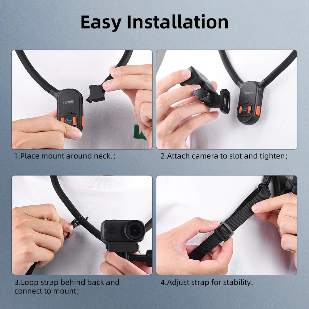 Flymile Nackenhalterung Brusthalterung für DJI Pocket 4/Action 6/Insta360 X6 Ace Pro 2/Gopro Zubehör Magnetische Schnellverschluss-Halterung – Detail 6