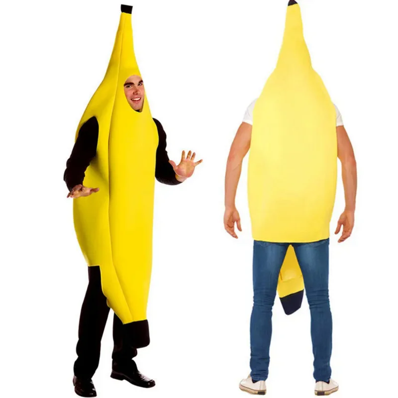 Adult Unisex Funny Banana Suit Yellow Costume Light Fruit Party Fancy Dress Halloween Fruit Fancy Party Festival Dance Costume