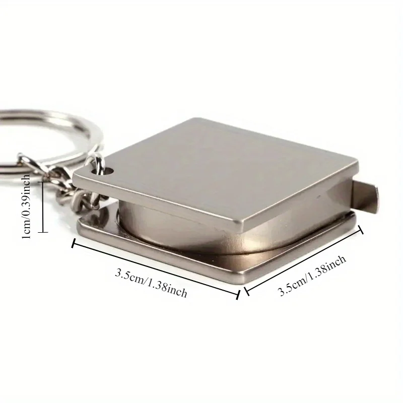 1Pc Square Keychain Creative Practical Tape Measure Fashionable Novel Personalized Gift