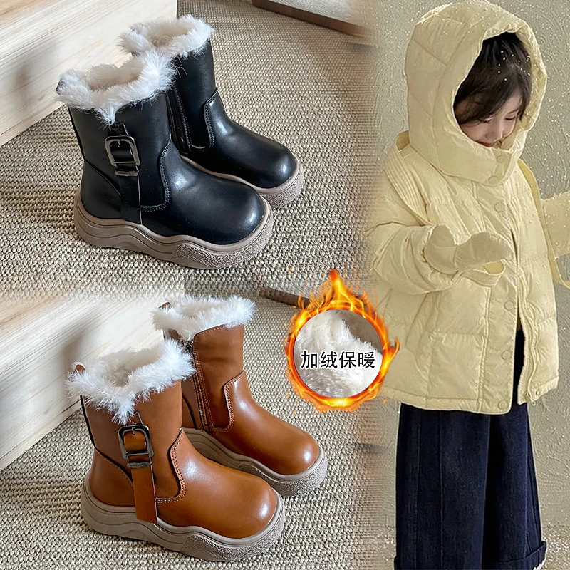 

New snow boots, children's boots, cotton shoes, girls' winter boots, winter waterproof cotton boots kids snow boots