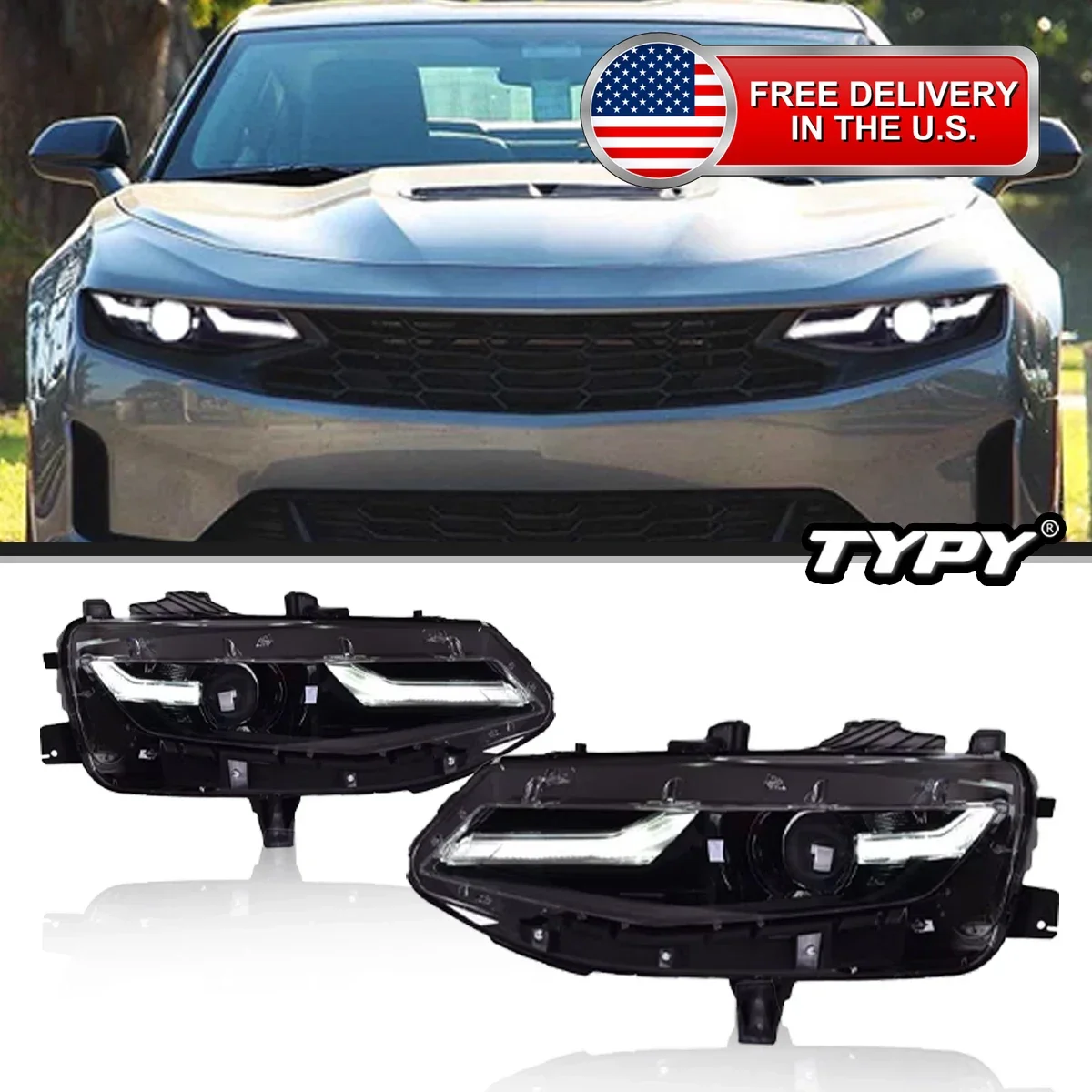 

TYPY Car Lights For Chevrolet Camaro Headlight 2020-2023 LED Projetor head Lamp Daytime Running Light Automotive Accessories