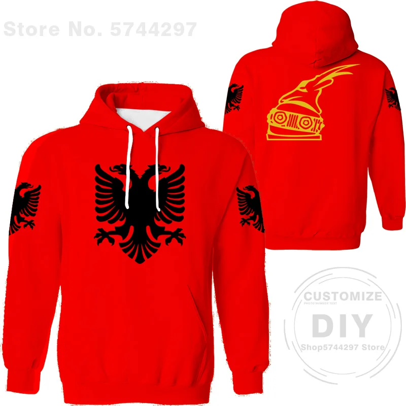 Albania Hoodie Free Custom Name Number Sweatshirt Albanian Eagle Flag Print Text Albania Sports Jersey Coat