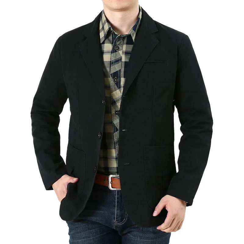 Spring Washed Casual Blazer Jacket Men's Loose Plus Size Outerwear