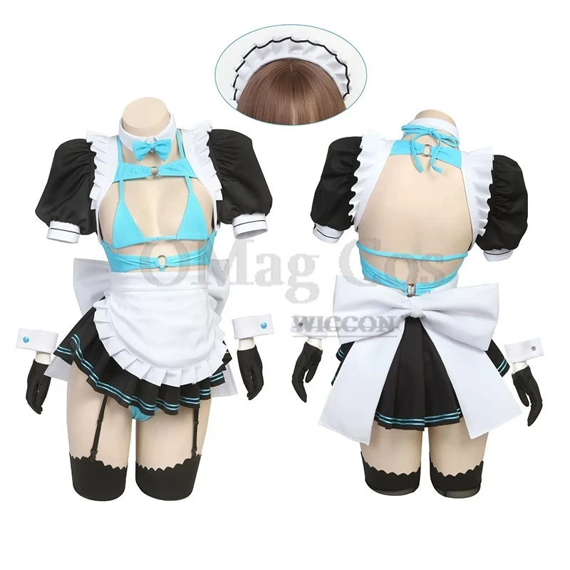 Asuma Toki Cosplay Maid Dress Blue Archive Cosplay Game Anime Girl Women Uniform Longuette Skirt Bow Bikini Suit Sexy Cute Set