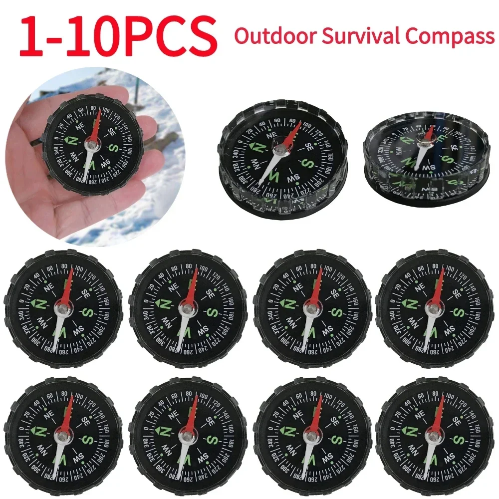 

1-10PCS Portable Mini Camping 45mm Outdoor Survival Compass Guider Navigation Button Design Pocket Compass Practical Guider