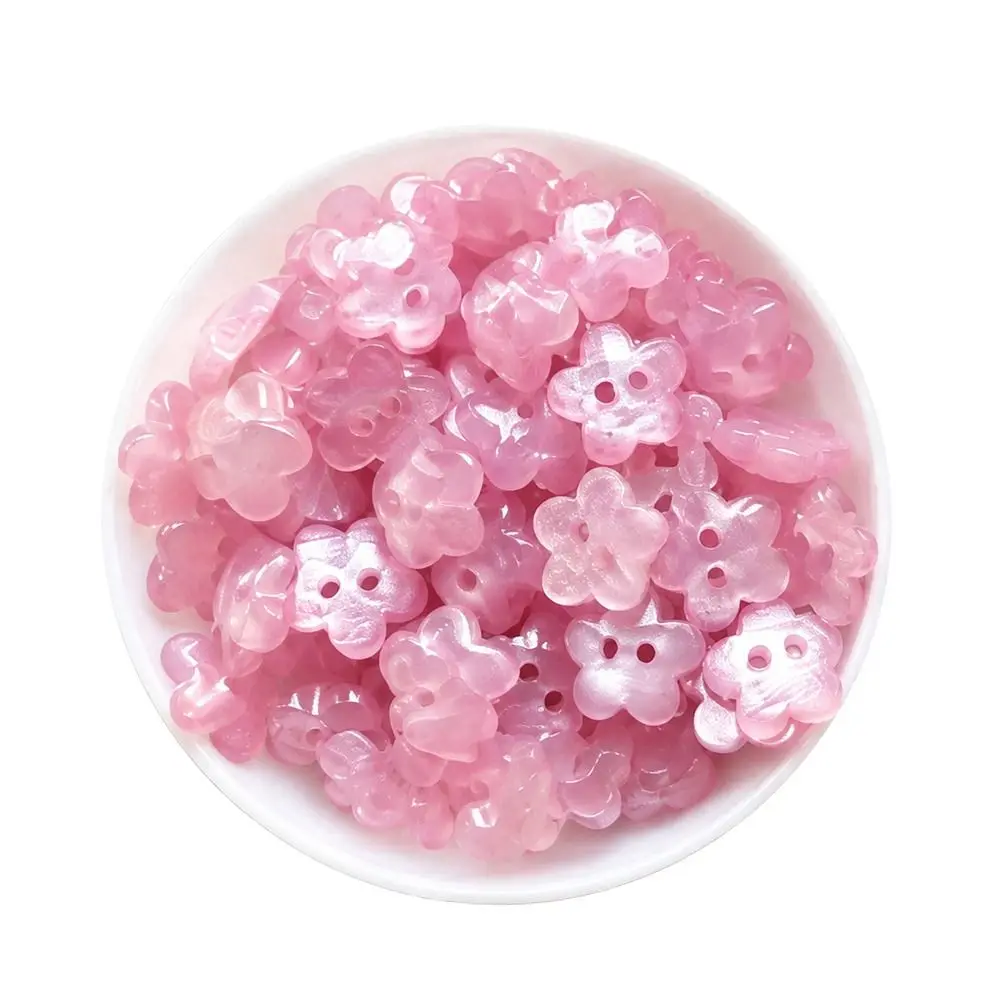 50pcs Plastic Material Three-Dimensional Flower Buttons 50pcs Pack Hollow Out Design Plum Blossom Buttons Handmade DIY Style