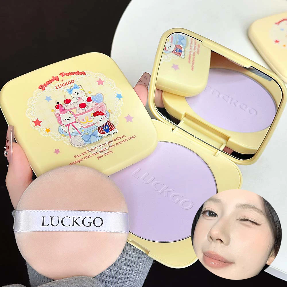 20g fosco roxo pressionado pó controle de óleo iluminar bonito rosto base corretivo compacto natural leve maquiagem em pó cosméticos