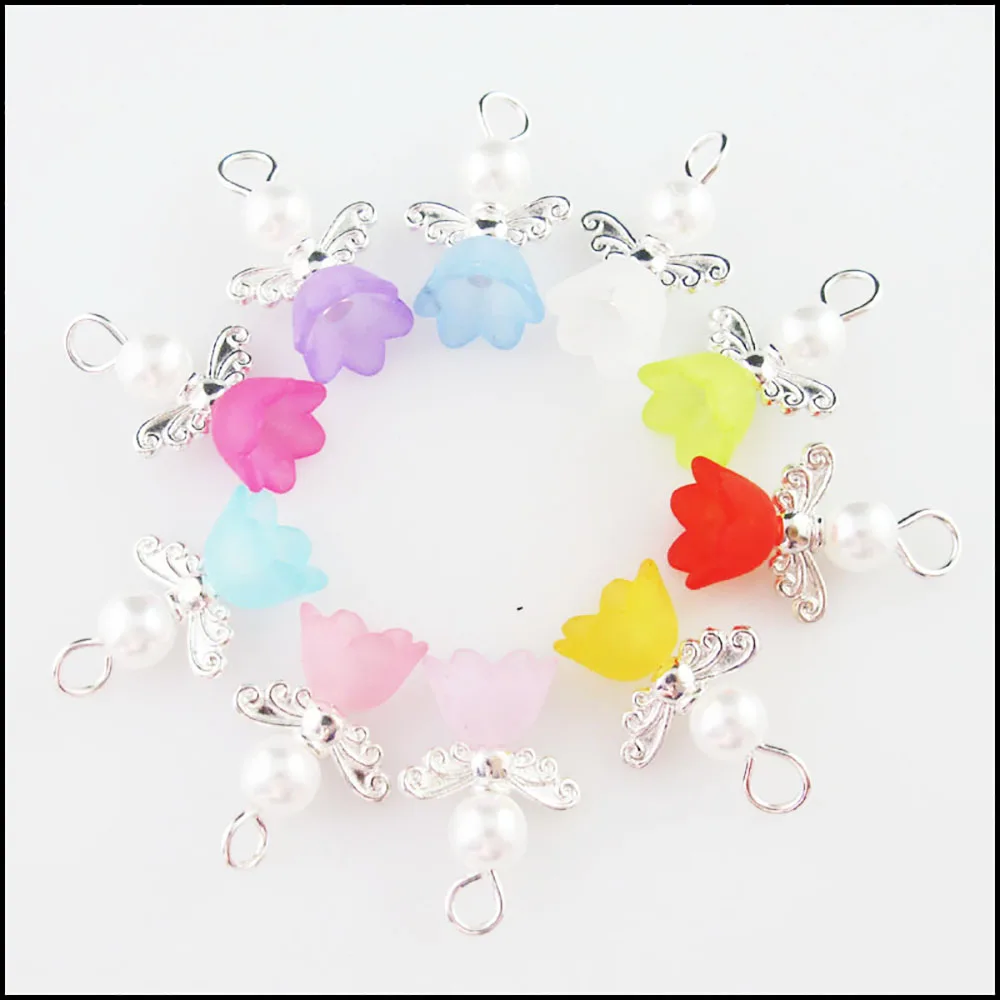 Fashion 20Pcs Mixed Morning Glory Angel Acrylic Plastic Charms Pendants 14x19mm