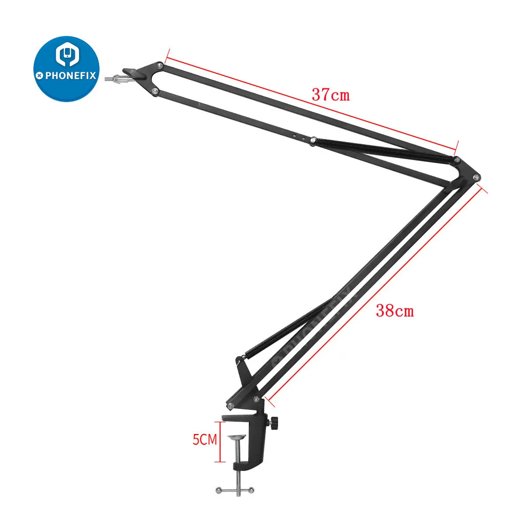 Extendable Recording Microphone Holder Microscope camera Suspension Boom Scissor Arm Stand Holder Mic Clip for Video Live Webcam